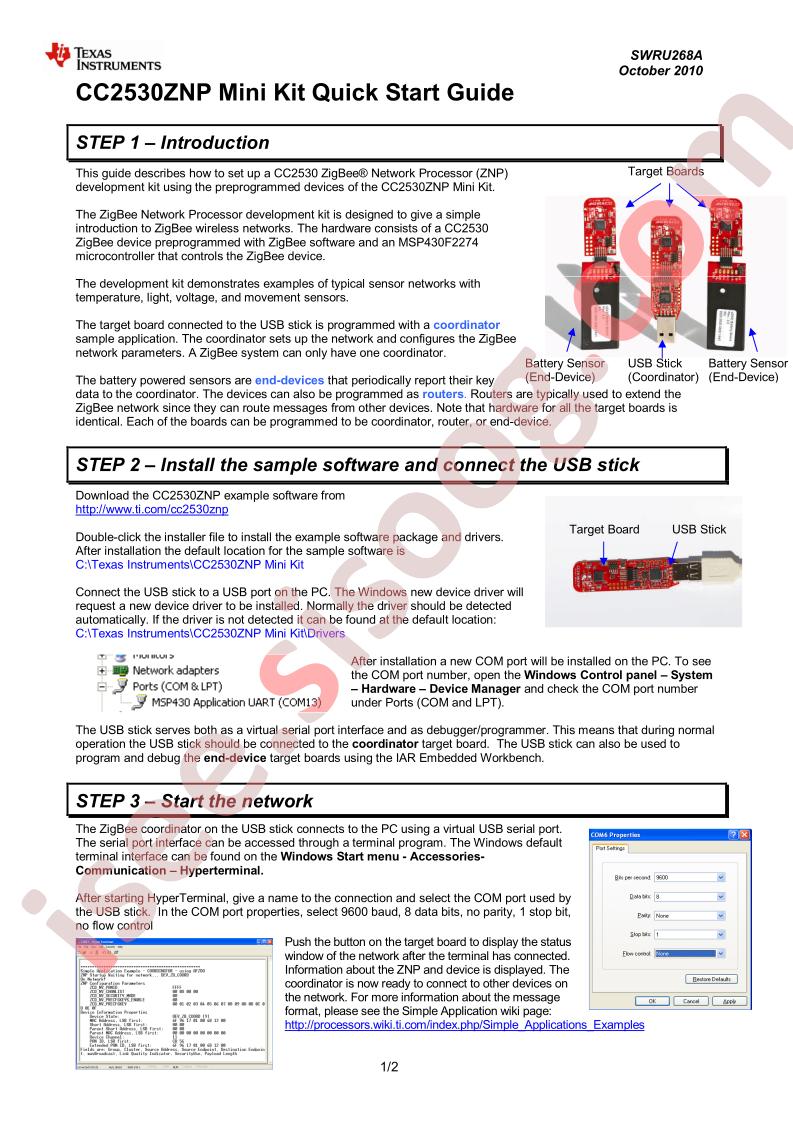 CC2530ZNP Mini Kit Quick Start