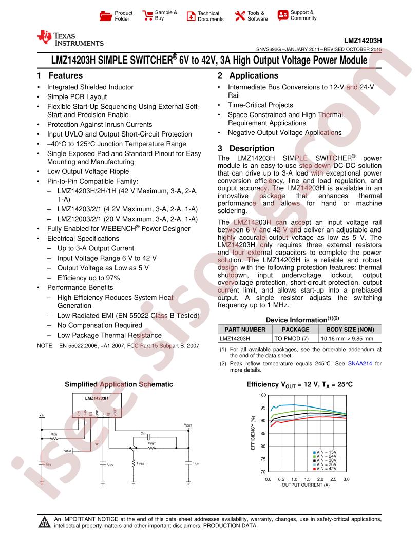 LMZ14203H Datasheet