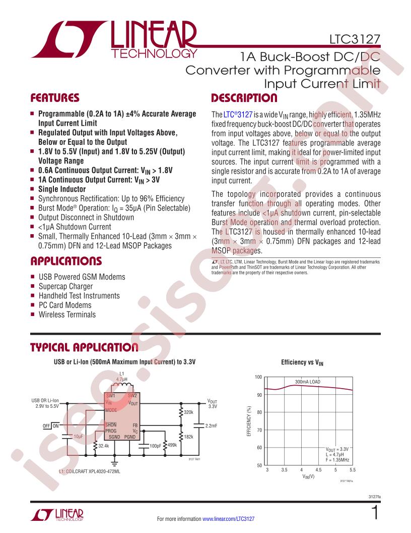 LTC3127 Datasheet