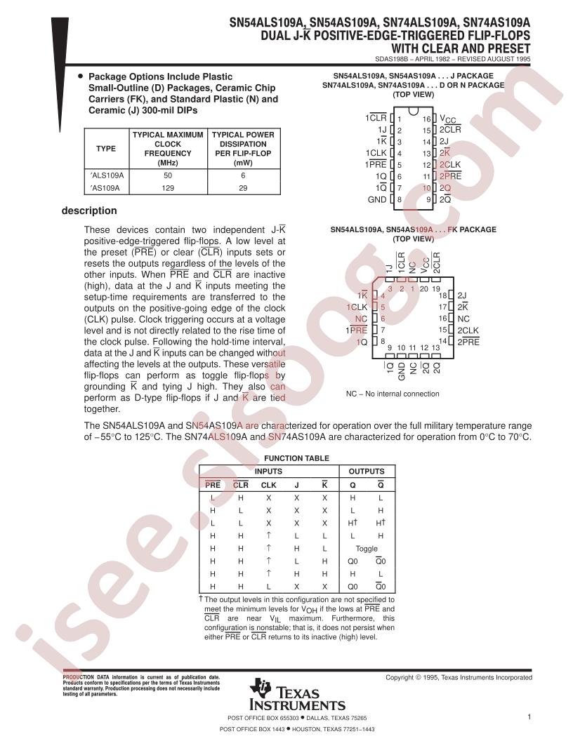 SN54/74ALS109A, SN54/74AS109A
