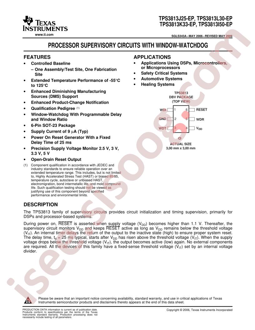 TPS3813J25/L30/K33/I50-EP