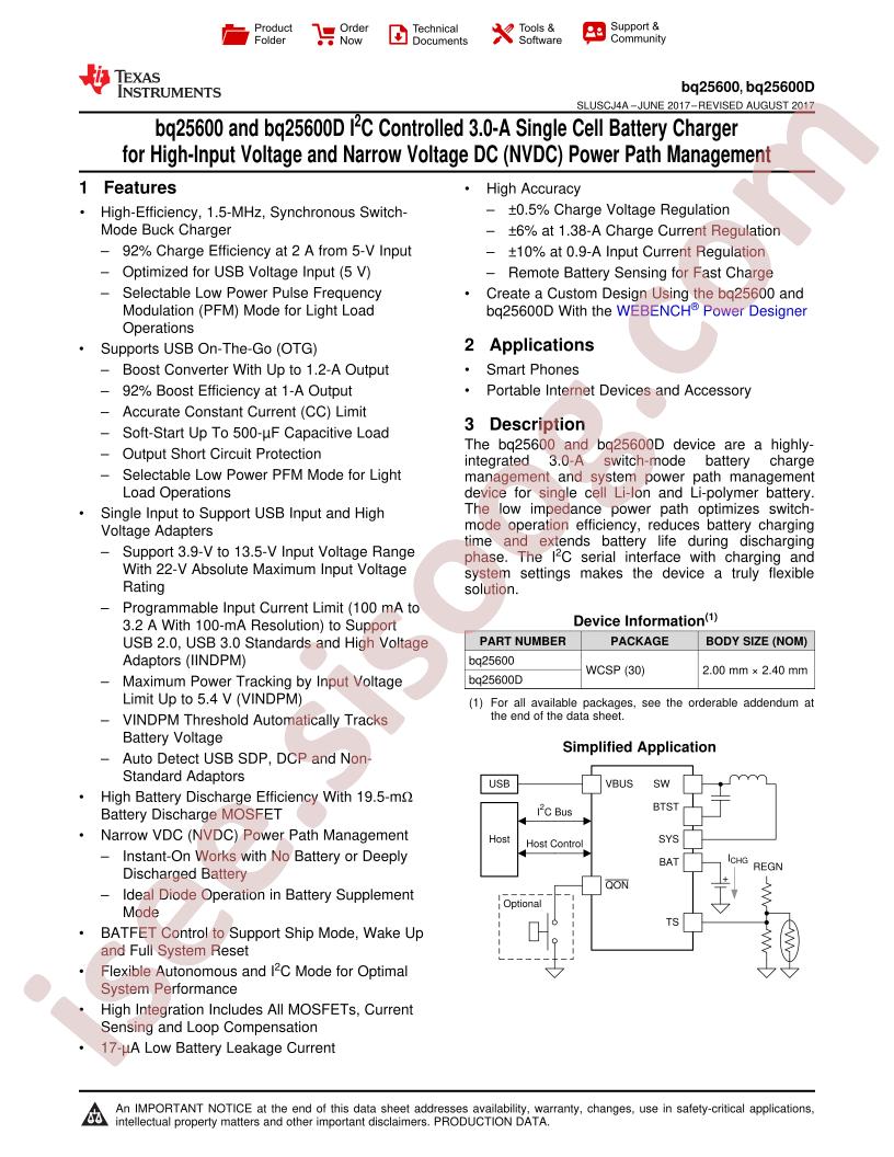 BQ25600(D) Datasheet