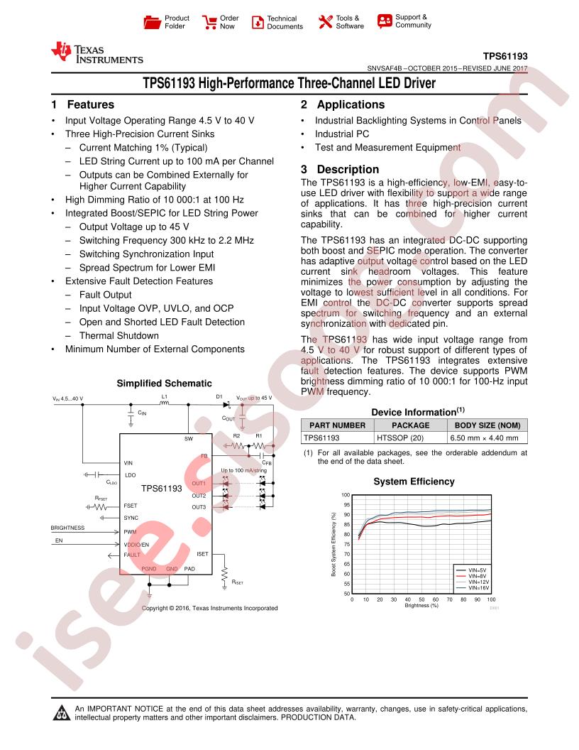 TPS61193 Datasheet