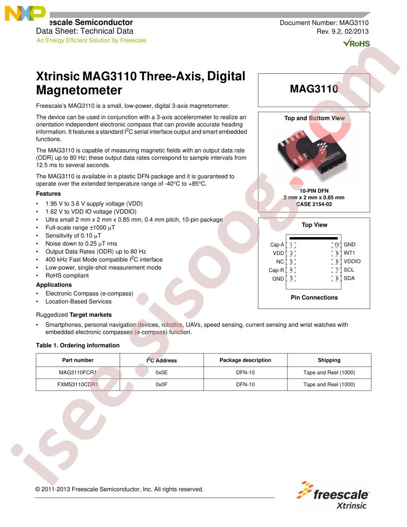 MAG3110 Datasheet