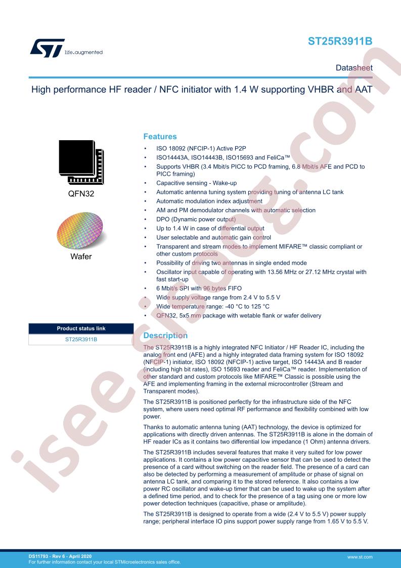 ST25R3911B Datasheet