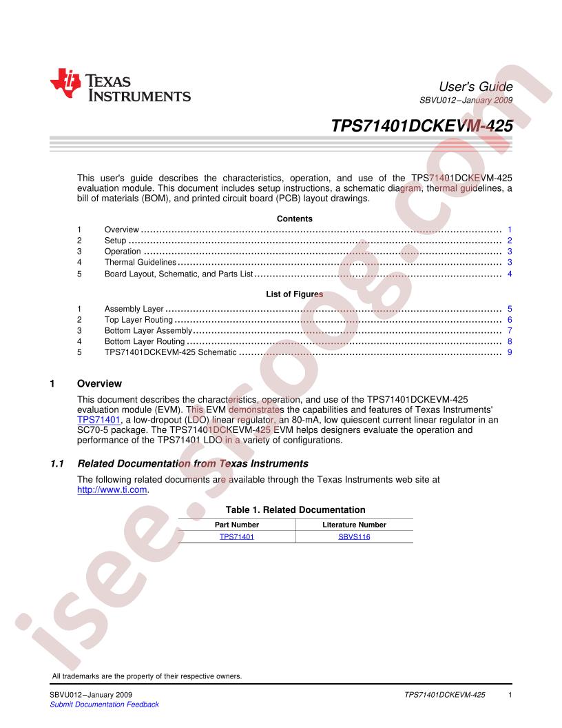 TPS71401DCKEVM-425 Guide