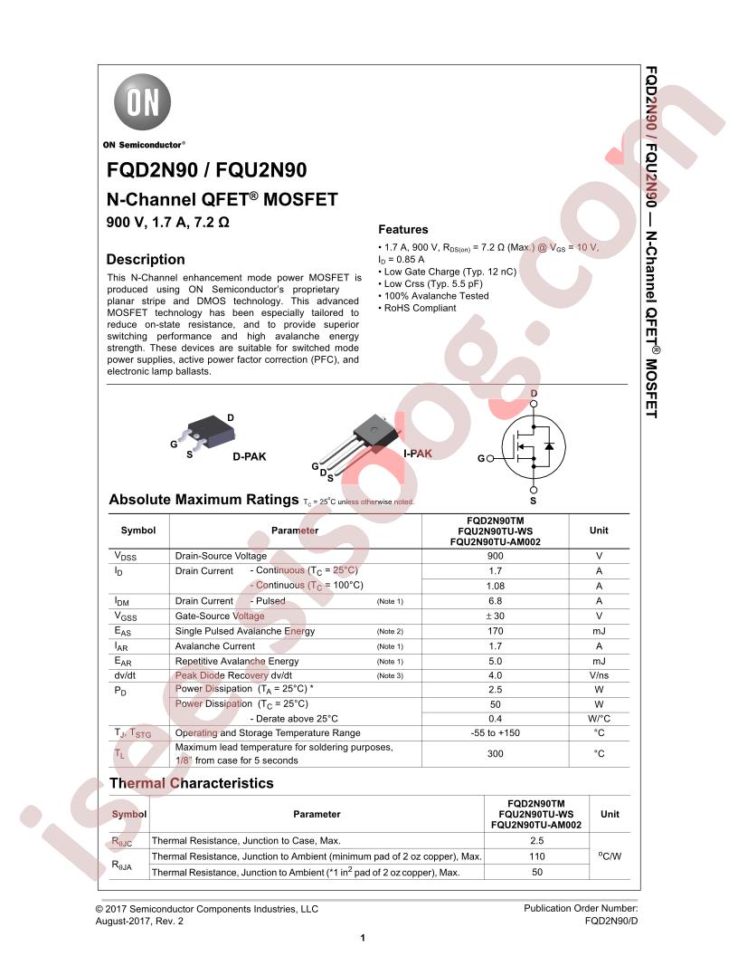 FQD2N90, FQU2N90