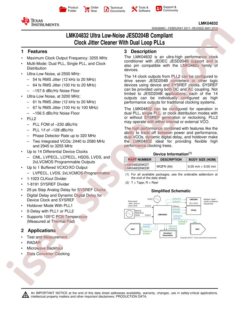 LMK04832 Datasheet
