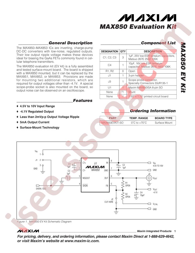 MAX850 Evaluation Kit