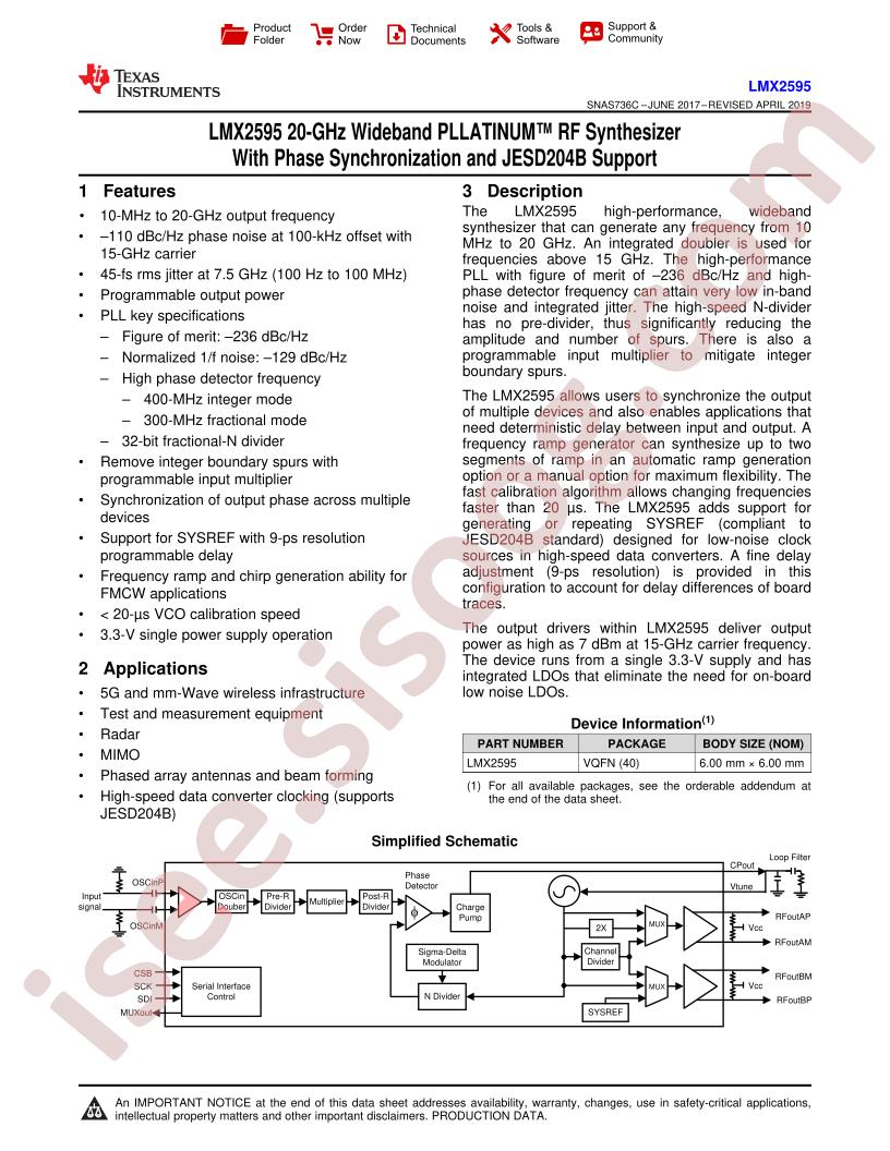 LMX2595 Datasheet