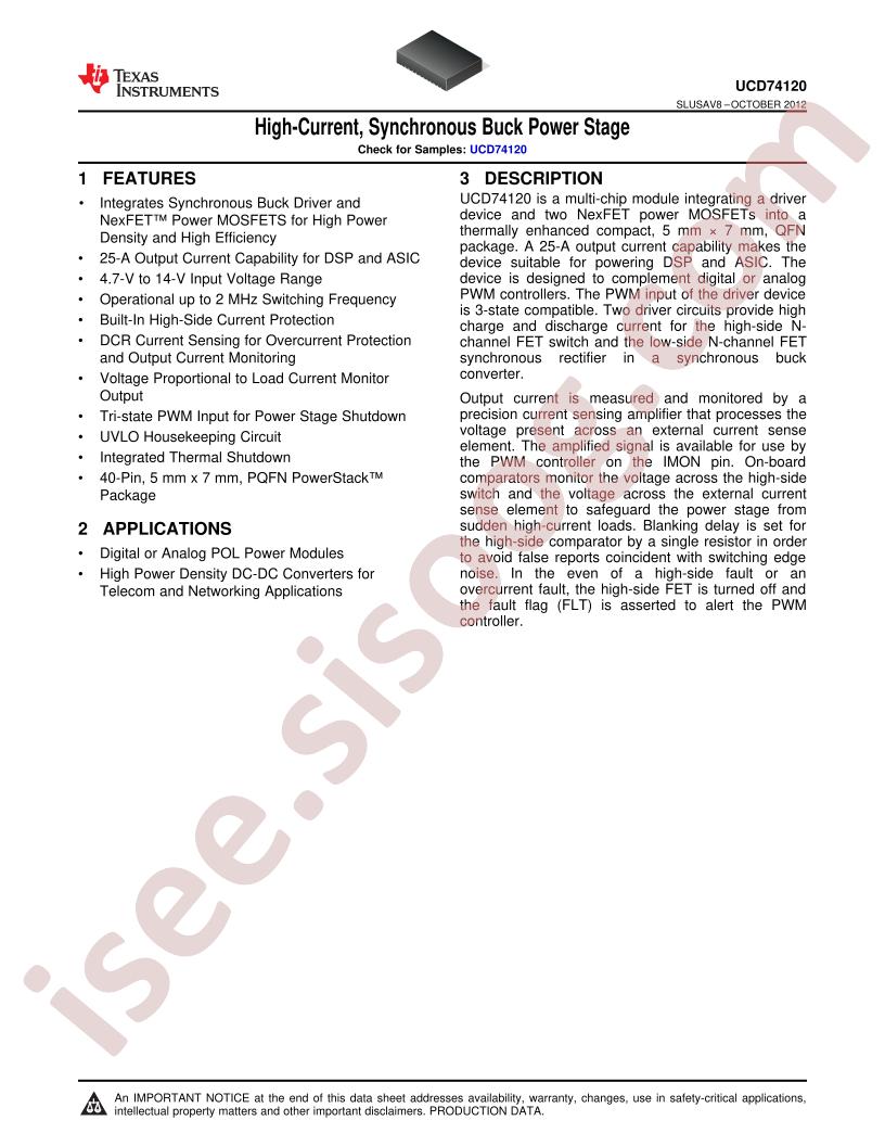 UCD74120 Datasheet