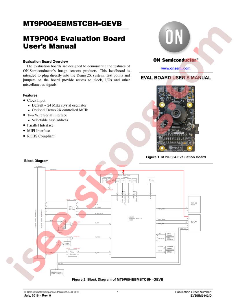 MT9P004EBMSTCBH-GEVB Manual