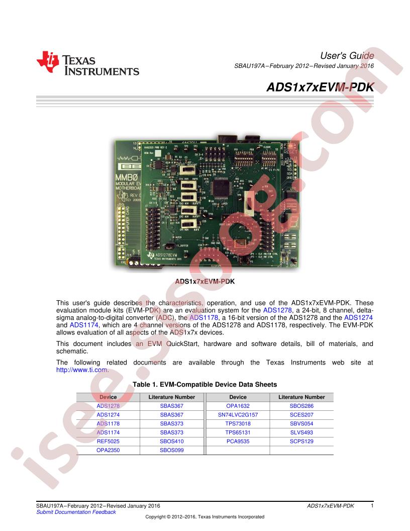 ADS1178/1278EVM(-PDK) Guide