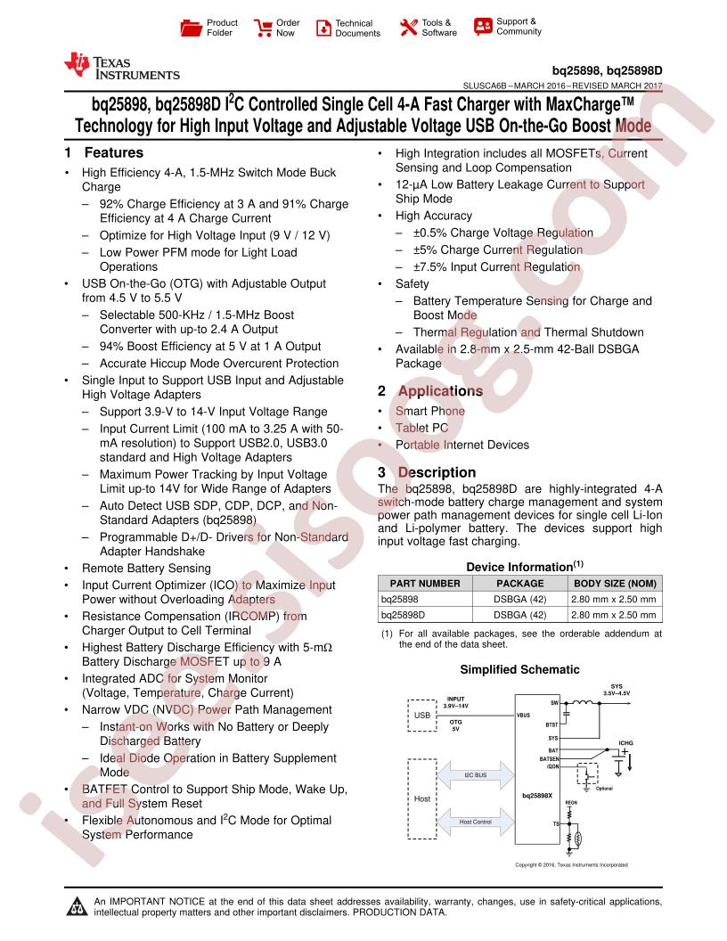 BQ25898(D) Datasheet