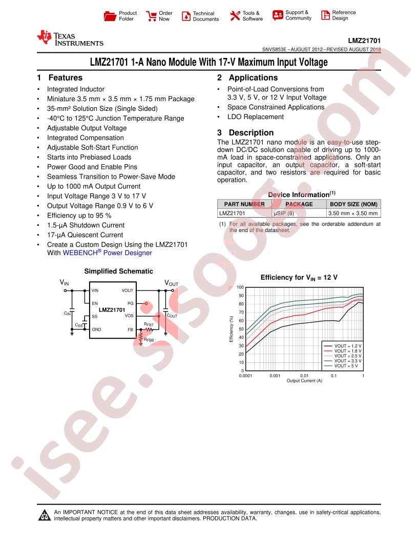 LMZ21701 Datasheet