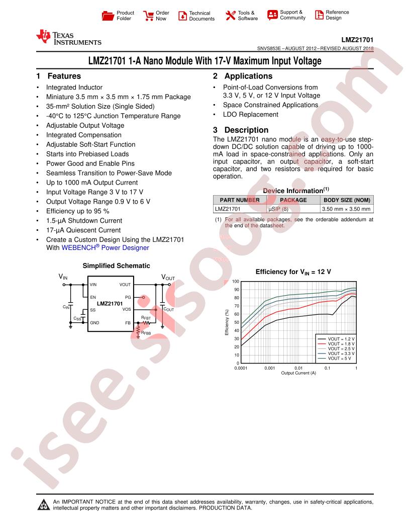 LMZ21701 Datasheet