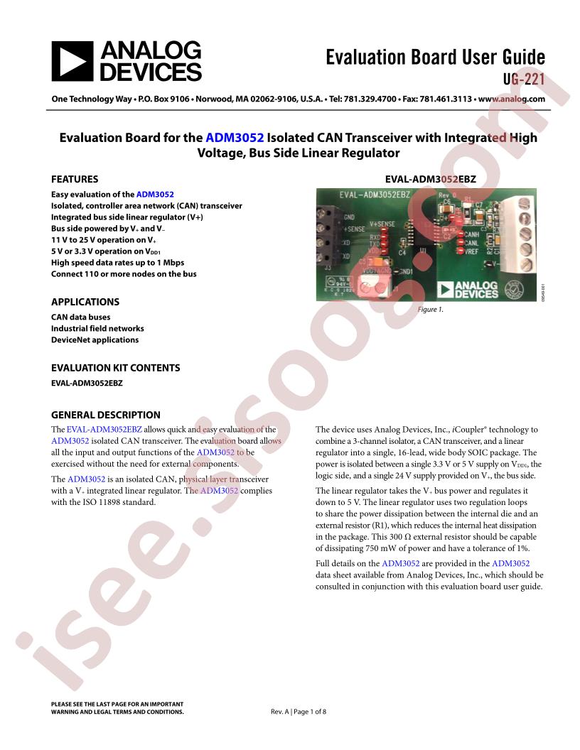 ADM3052 Eval Brd Guide