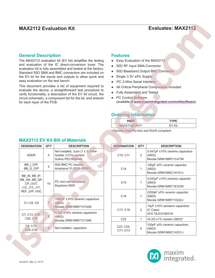 MAX2112 Eval Kit