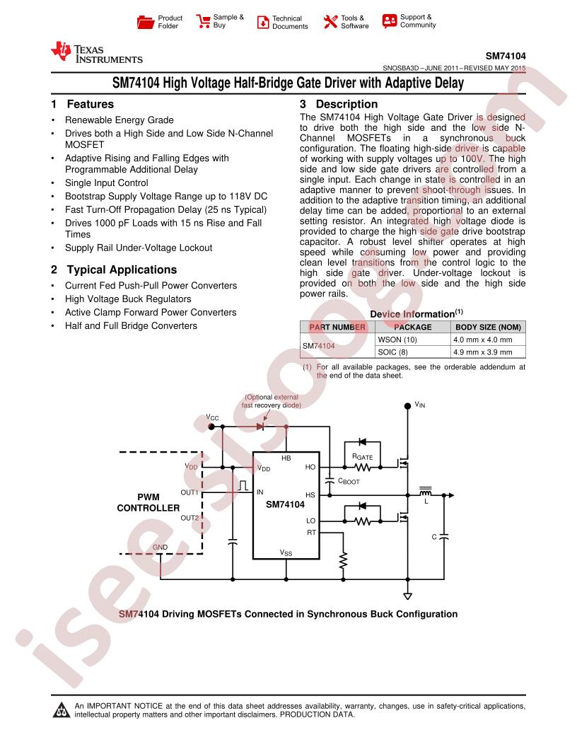 SM74104 Datasheet