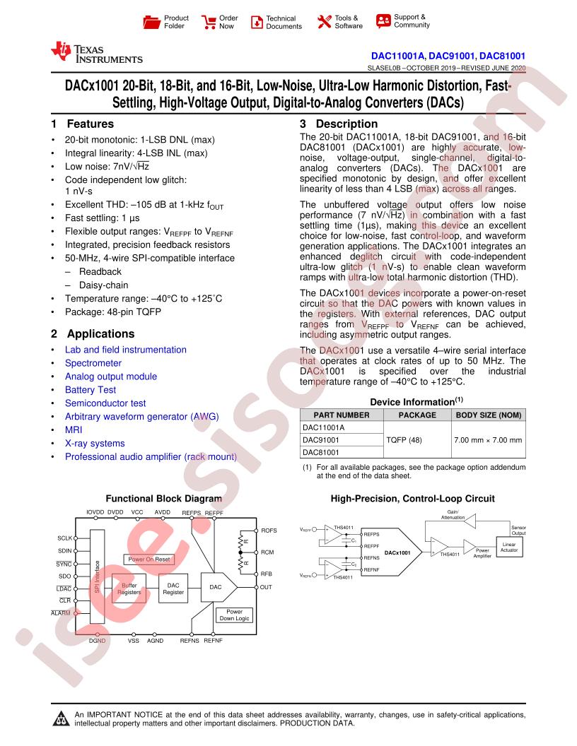 DAC11001A, DAC91001A, DAC81001