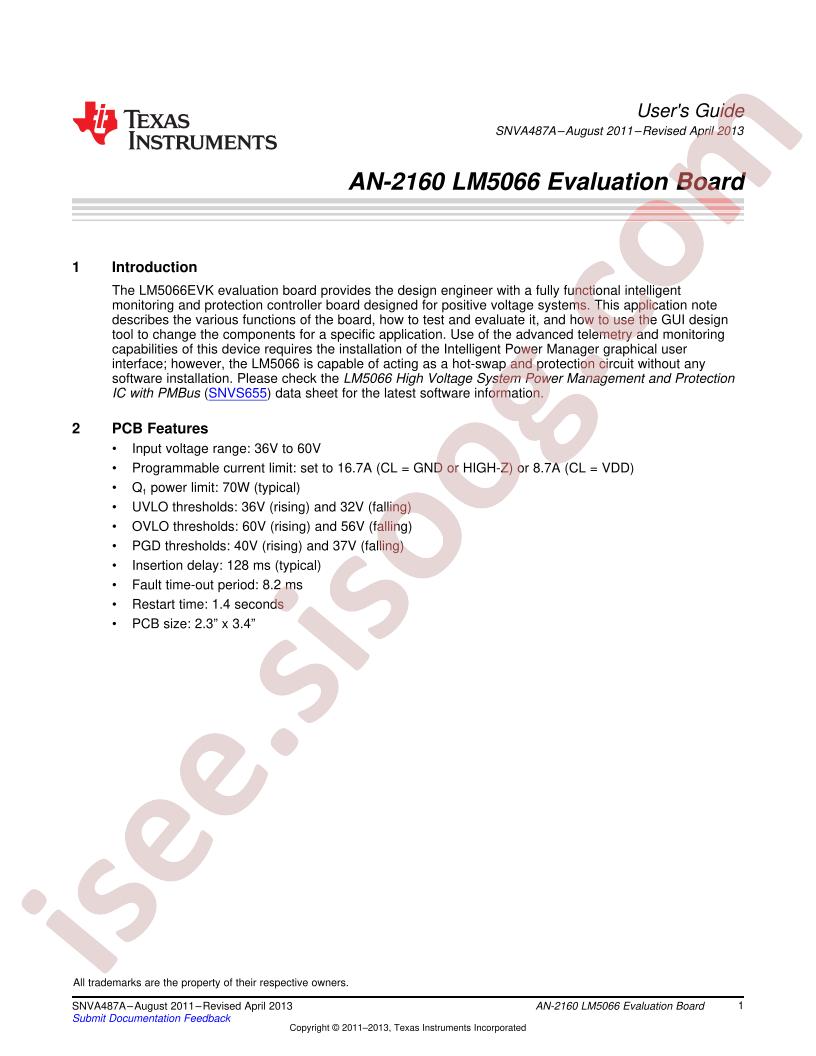 LM5066EVK User Guide