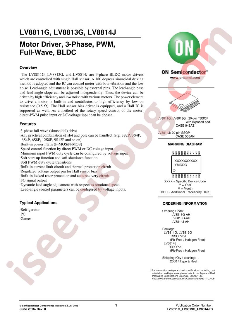 LV8811G,13G,14J Datasheet