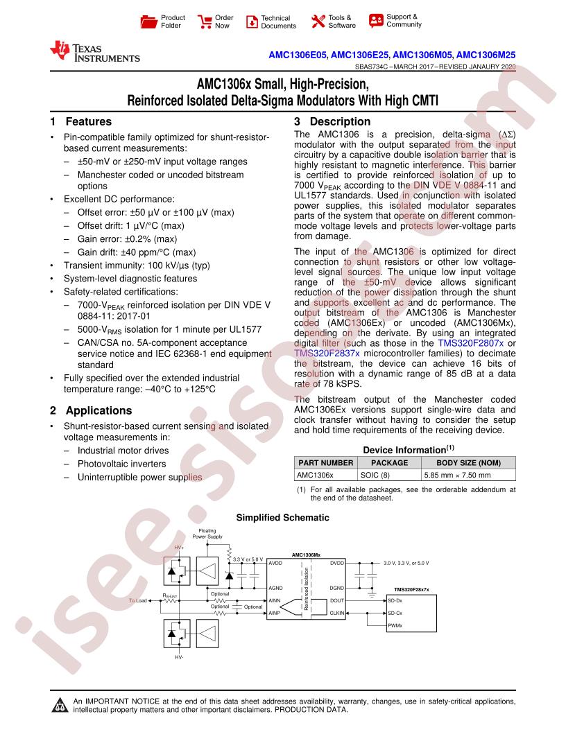 AMC1306x Datasheet
