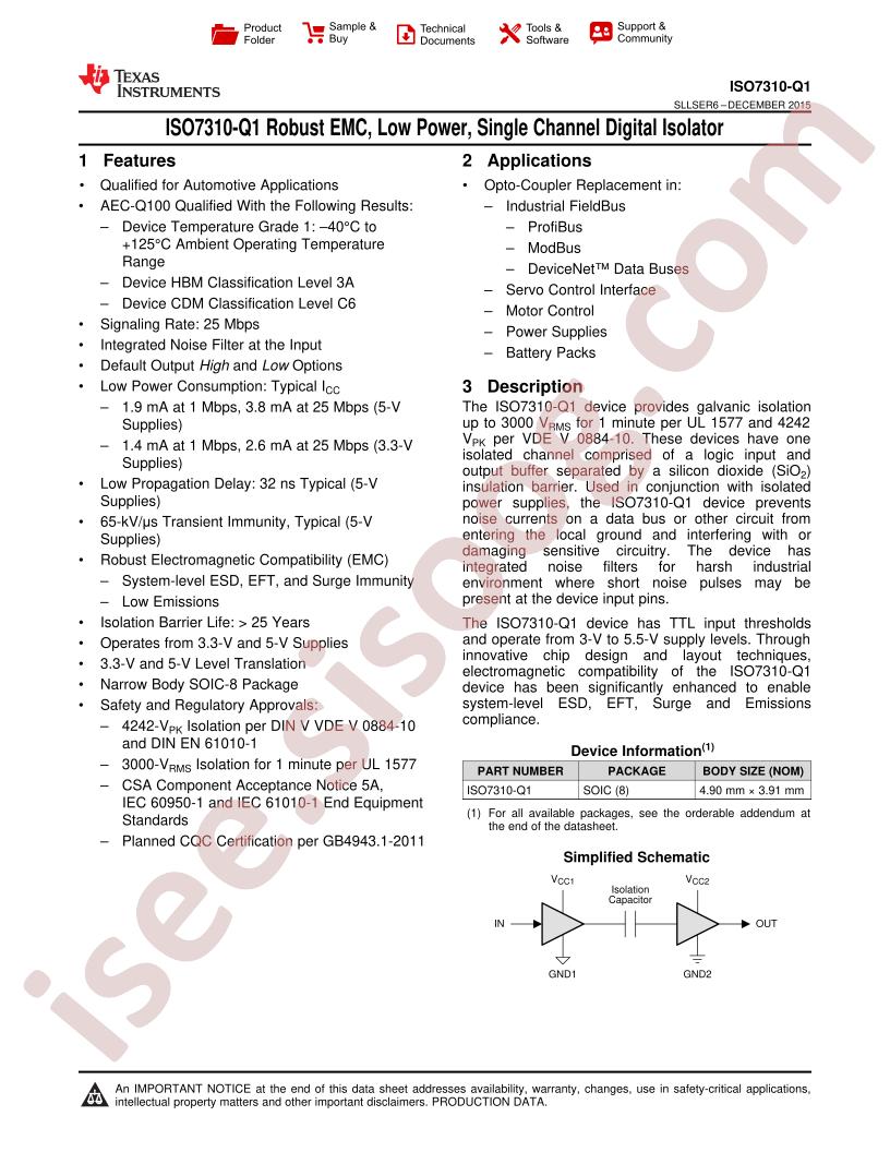 ISO7310-Q1 Datasheet