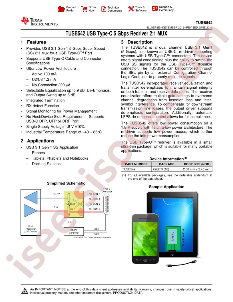TUSB542 Datasheet
