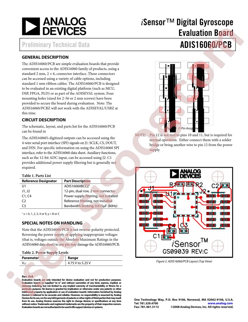 ADIS16060/PCB