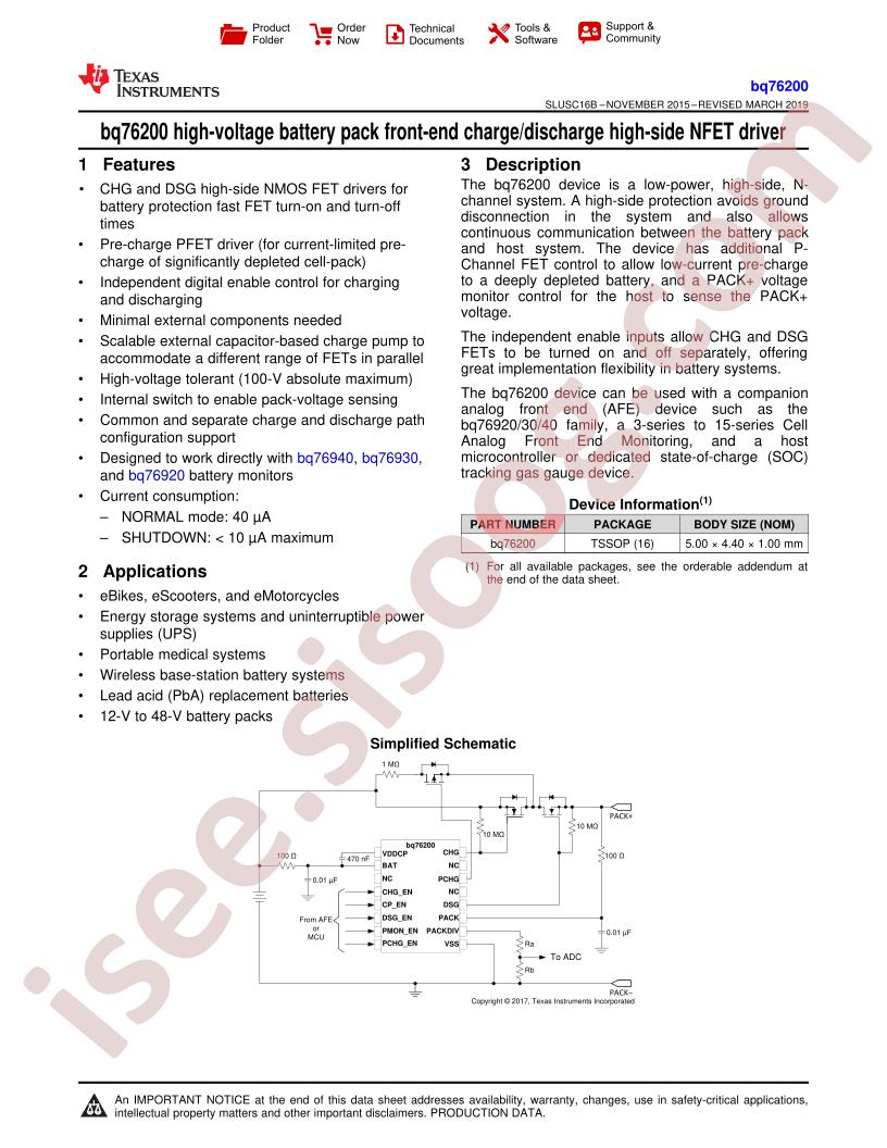 BQ76200 Datasheet