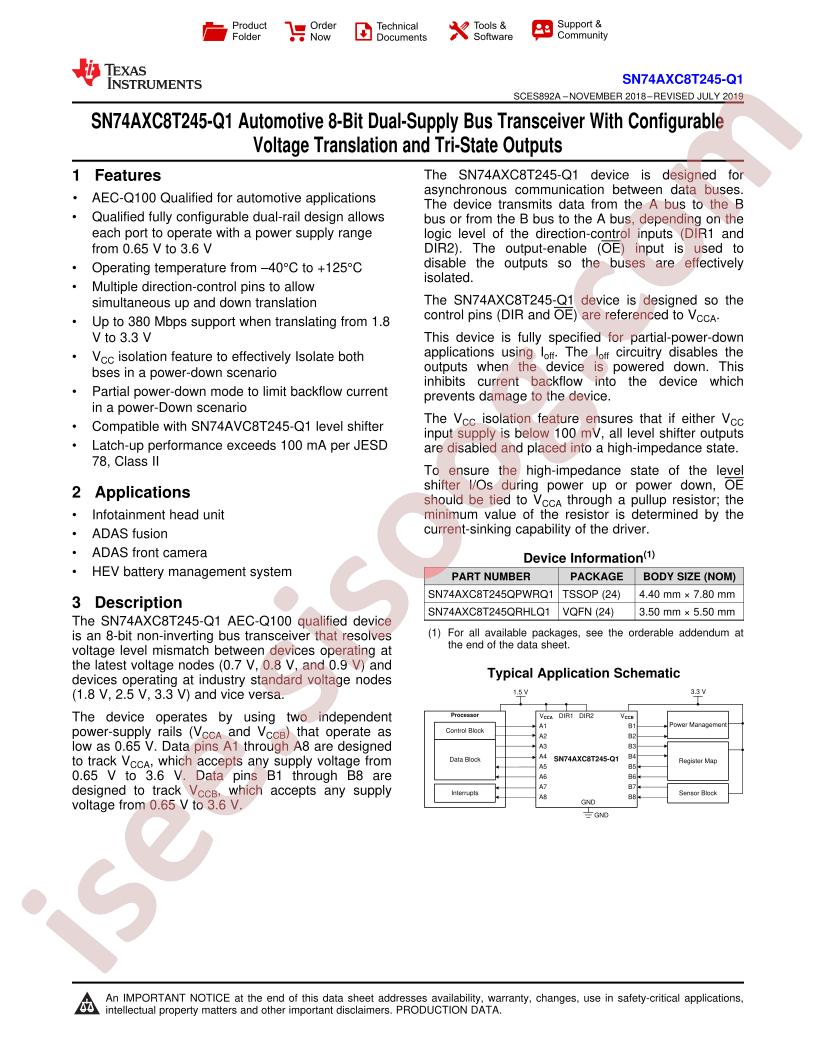 SN74AXC8T245-Q1 Datasheet
