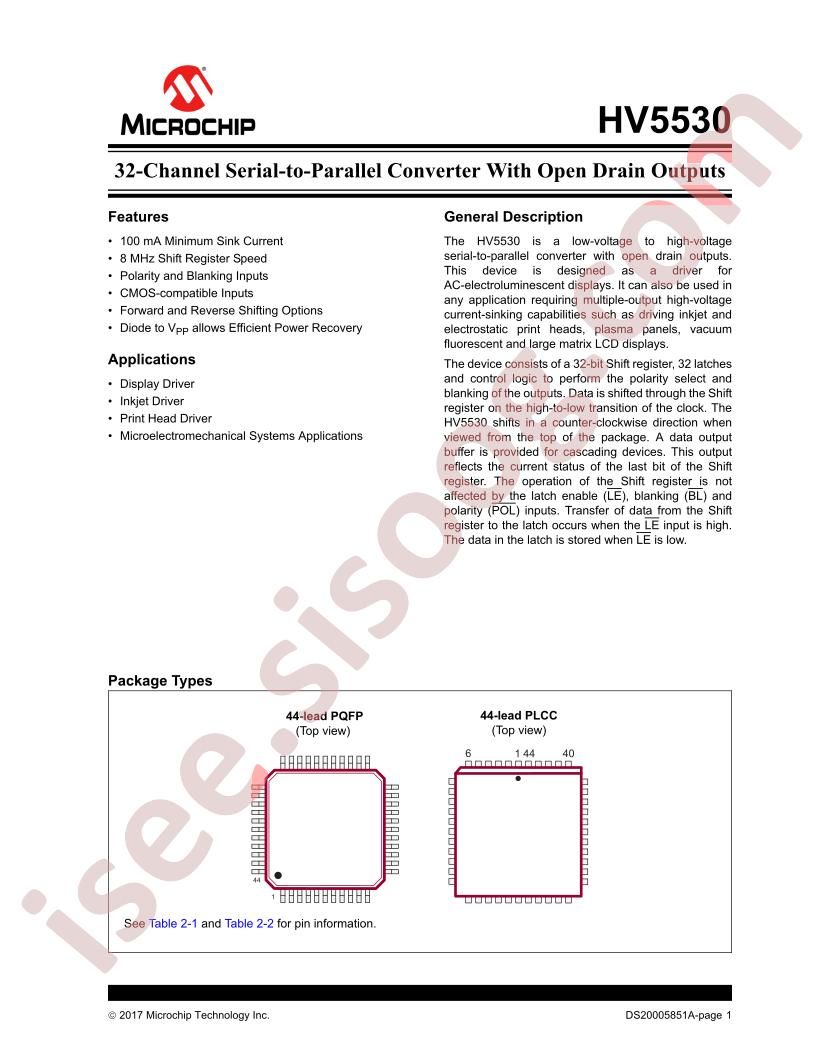 HV5530 Datasheet