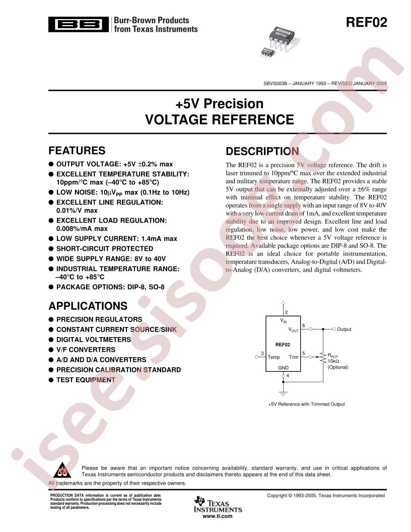 REF02 Datasheet