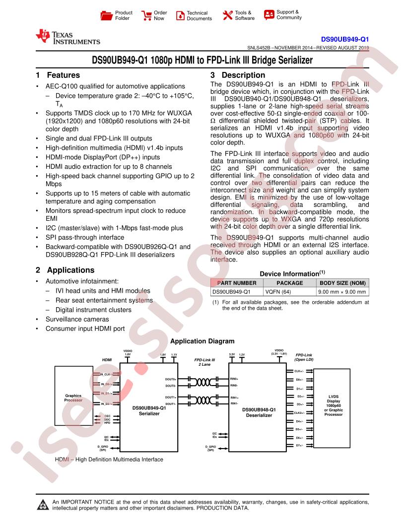 DS90UB949-Q1 Datasheet
