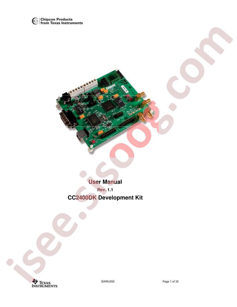 CC2400DK Dev Kit User Manual