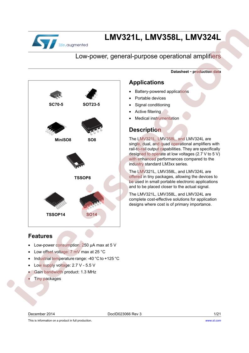 LMV321L, LMV358L, LMV324L