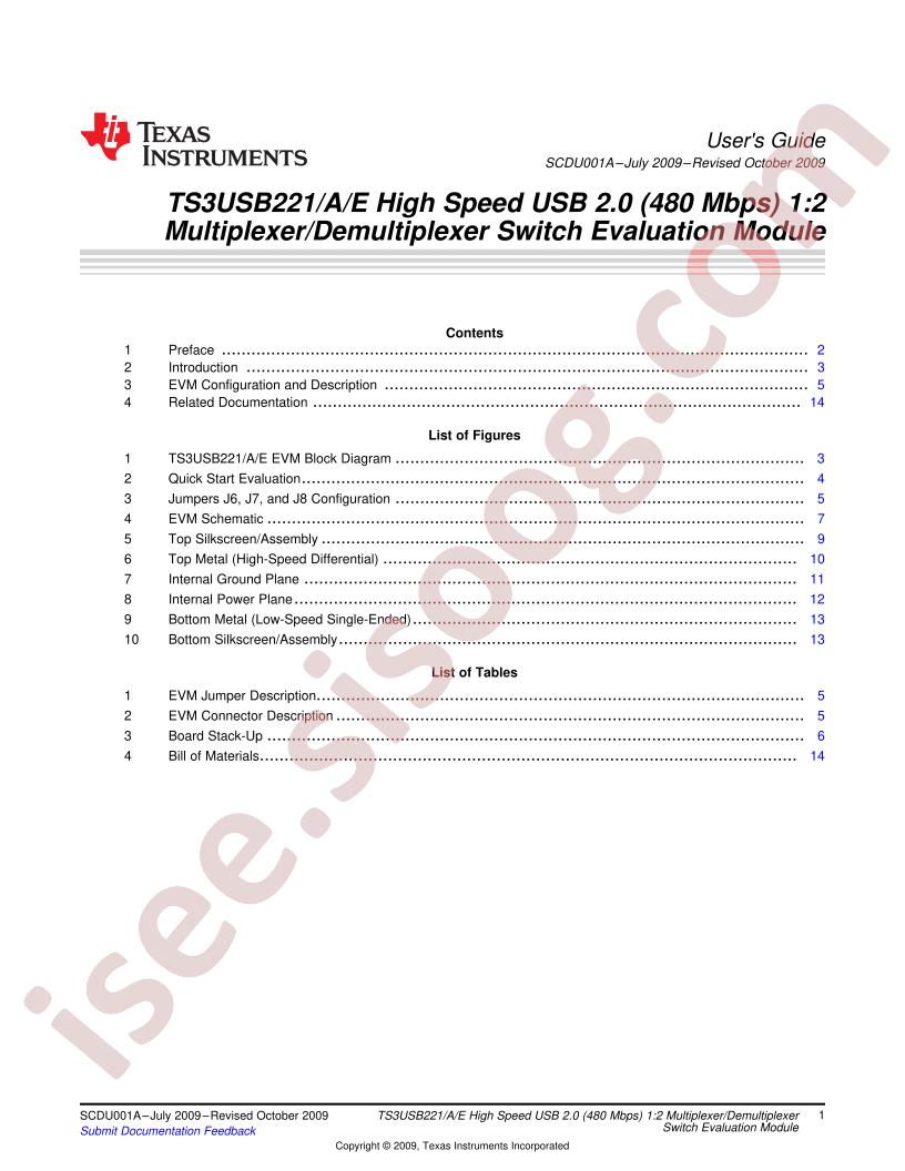 TS3USB221/A/E EVM Guide
