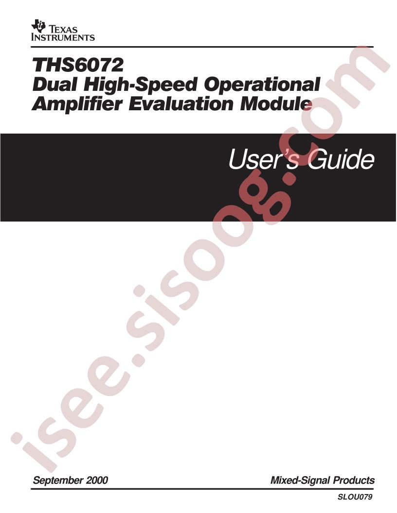 THS6072 EVM Users Guide