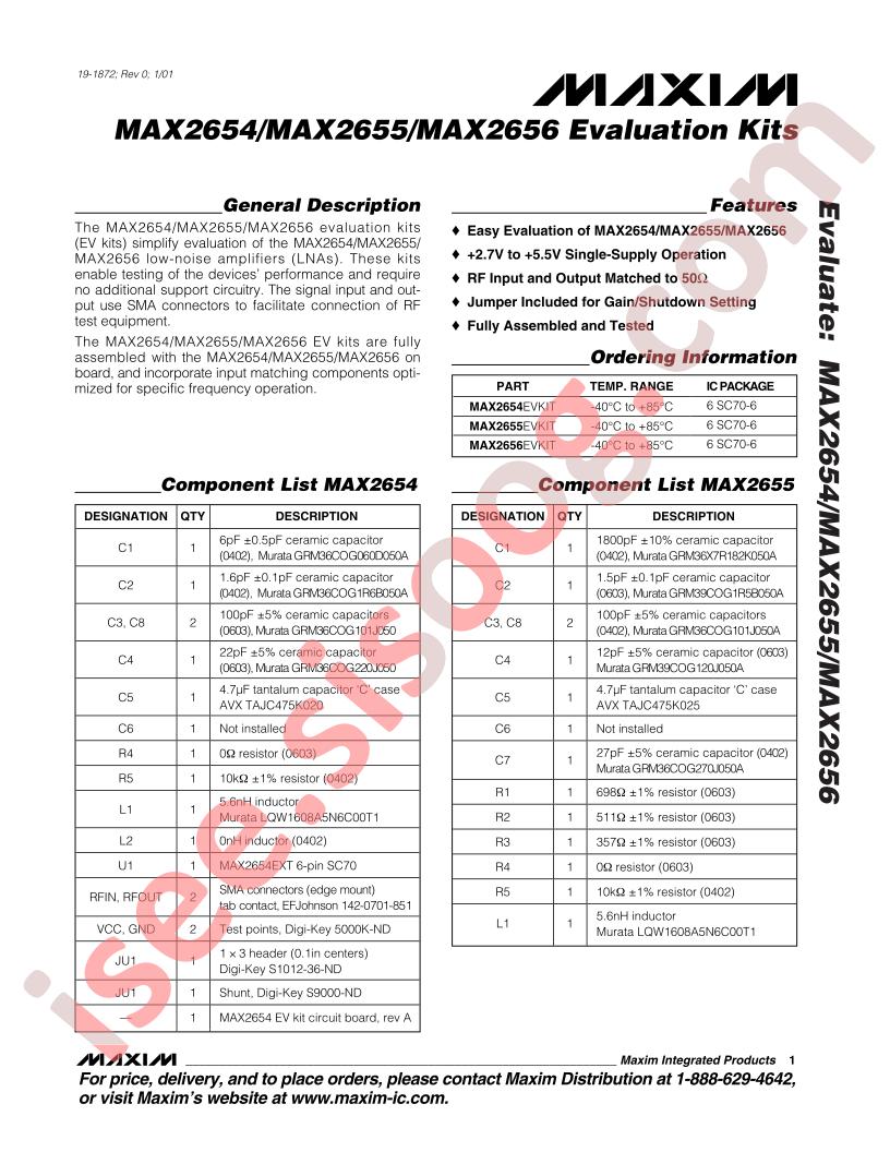 MAX2654-56 Eval Kits