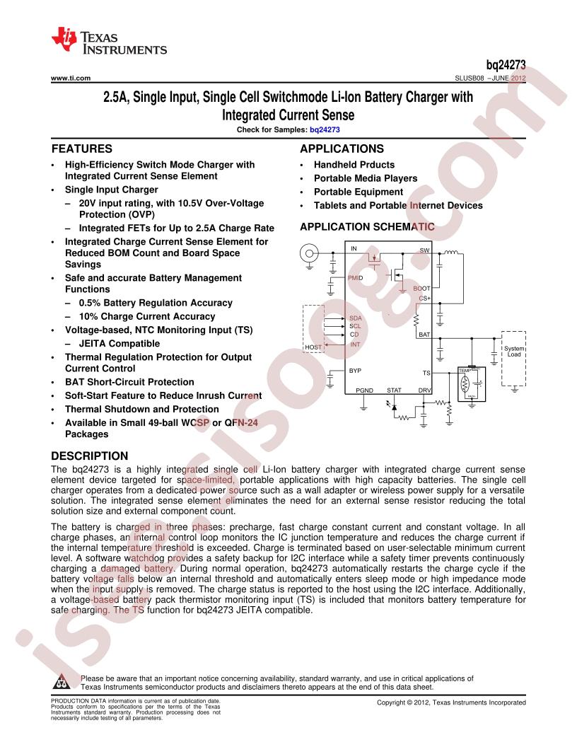 BQ24273 Datasheet