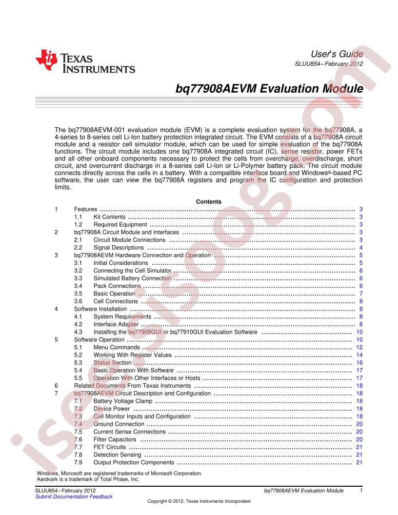 BQ77908AEVM User Guide