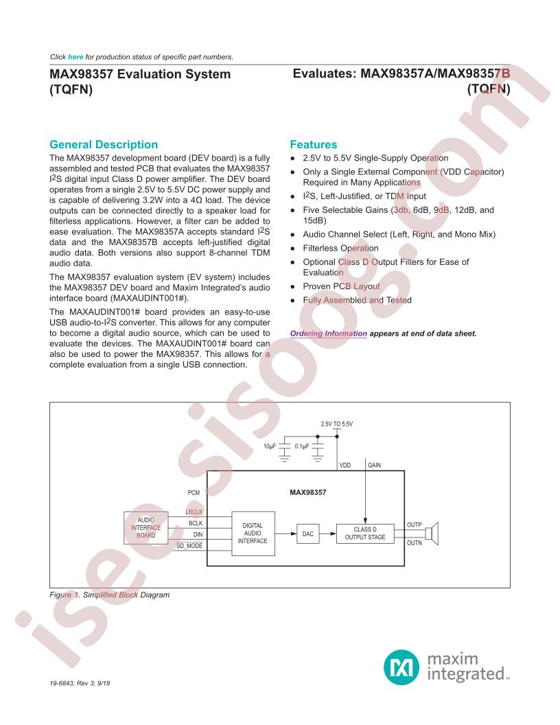 MAX98357 Eval System