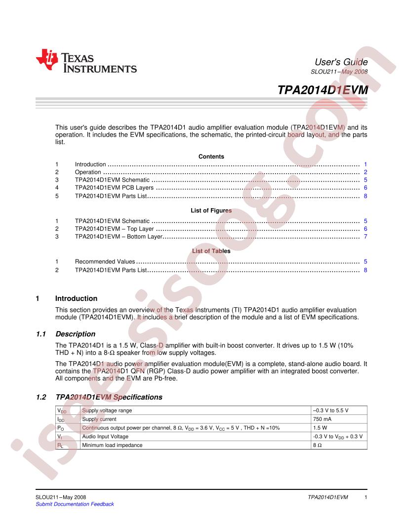 TPA2014D1EVM Guide