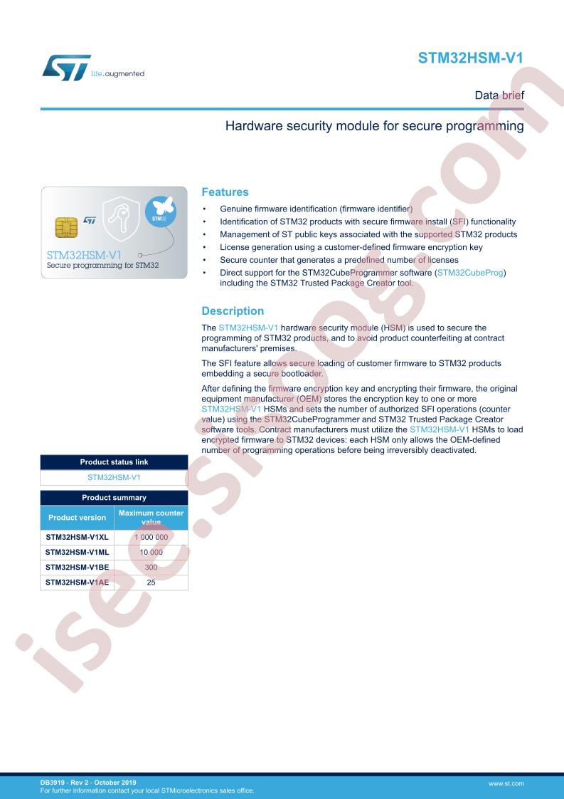 STM32HSM-V1 Data Brief
