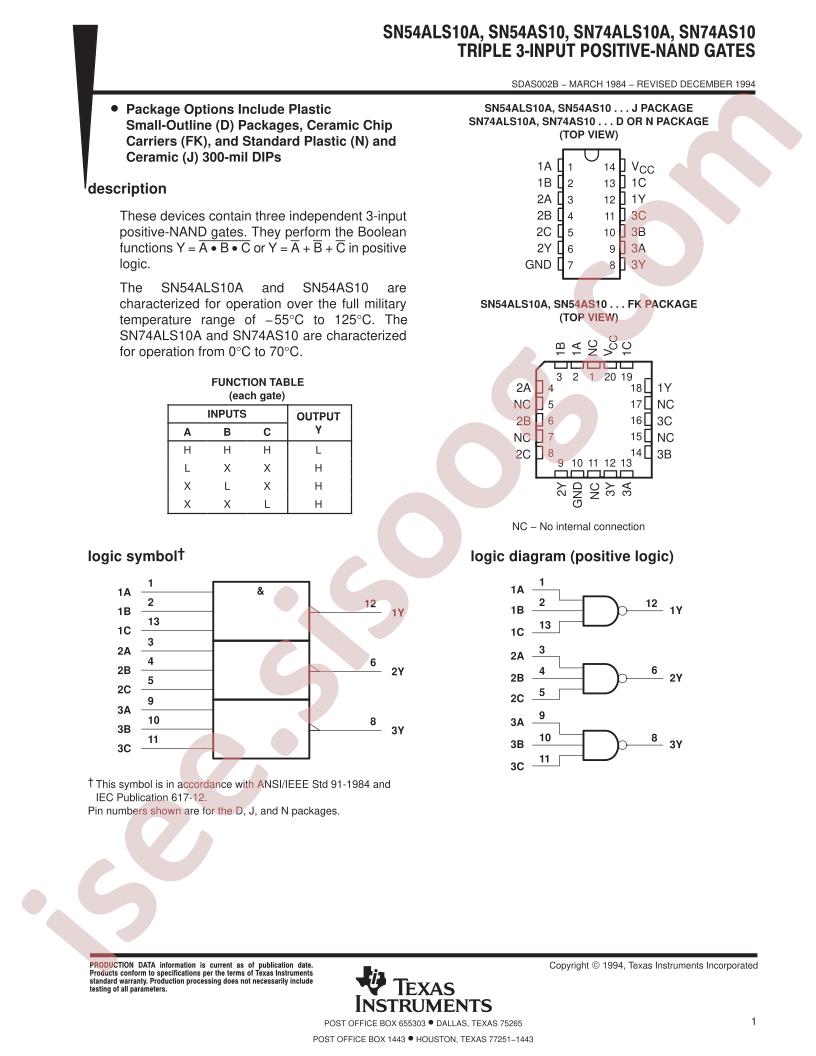 SN54/74(ALS,AS)10(A)