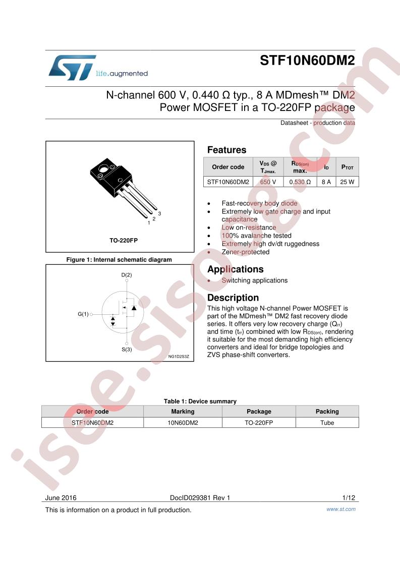 STF10N60DM2 Datasheet