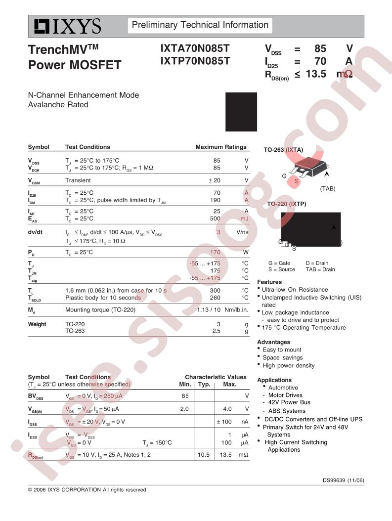IXT(A,P)70N085T