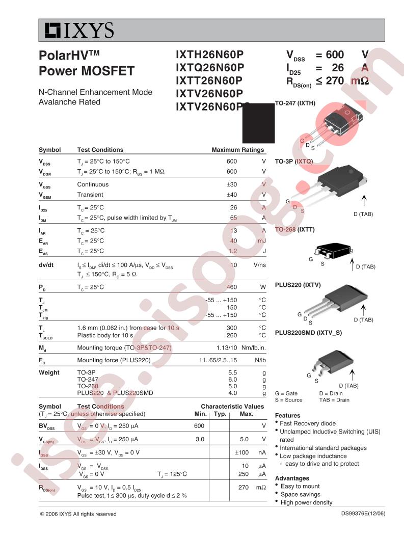 IXT(H,Q,T,V)26N60P(S)