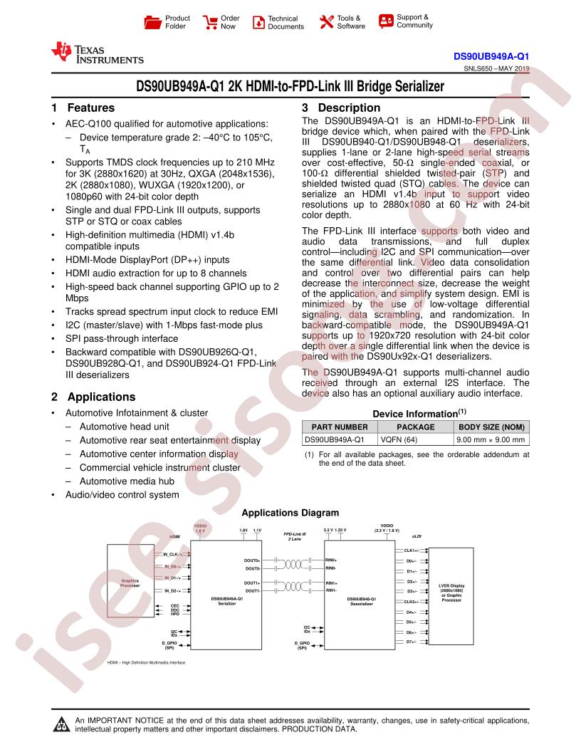 DS90UB949A-Q1 Datasheet